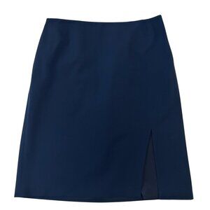 Lafayette 148 Navy Stretch Cotton Pencil Skirt 16